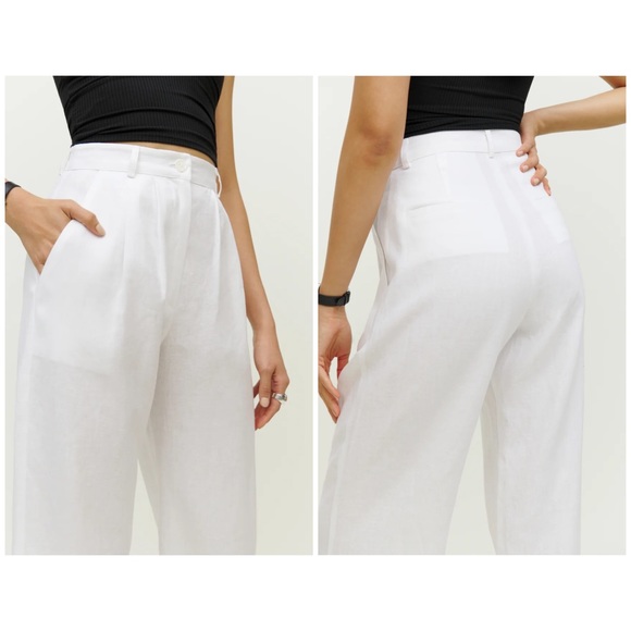 NWT Reformation Vesta Linen Pant In White Women’s 8 - Picture 5 of 16